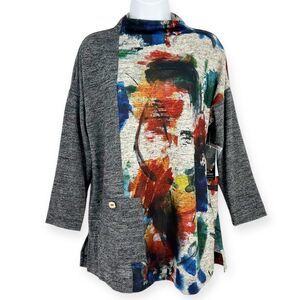 Ali Miles NWT Artistic Watercolor Print Tunic Top MultiColor Abstract Size S